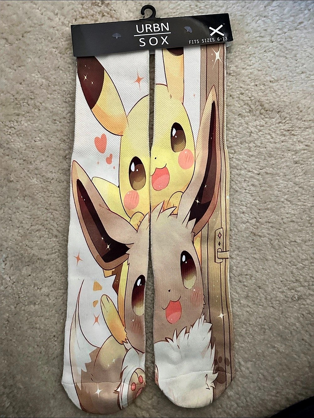 URBN SOX Pikachu & Eevee Socks Yellow & Brown